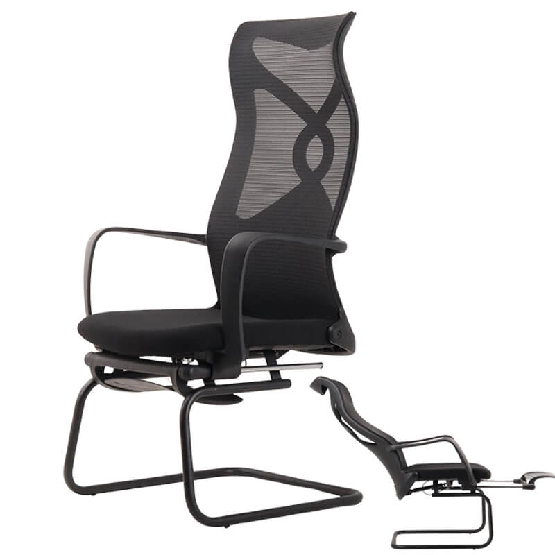 Office Chair Black Mesh Back Cantilever Base Ergonomic No Wheels