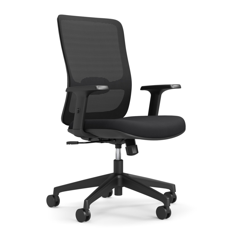Office Chair, Black Mesh Back, Padded Seat, Adjustable Arms