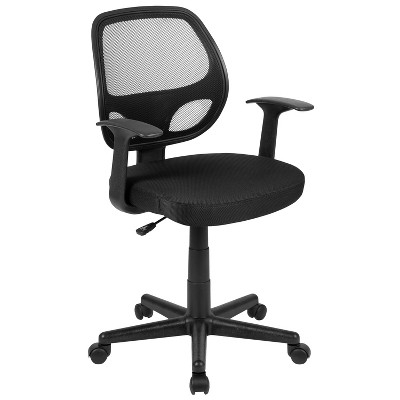 Office Chair Black Mesh Back with Curved Armrests and Swivel Base