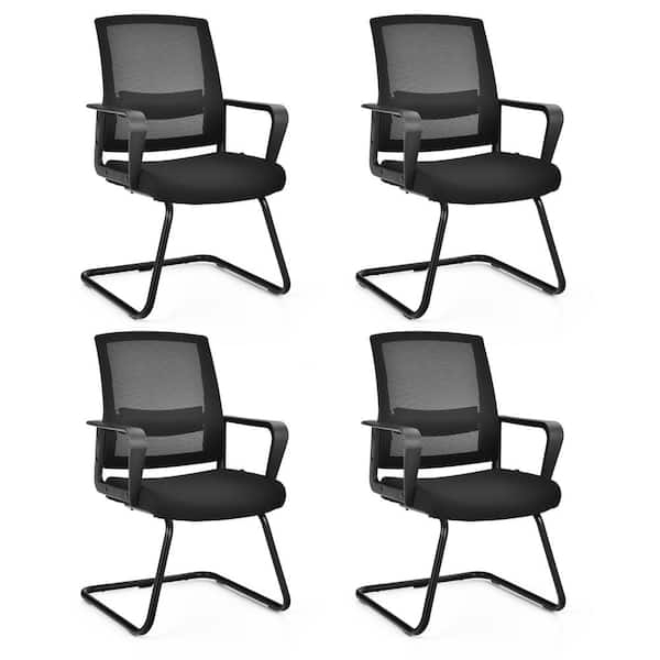 Office Chair, Black Mesh Back with Sled Base, Set of 4