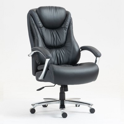 Office Chair Black Textured Fabric High Back Polished Chrome Swivel