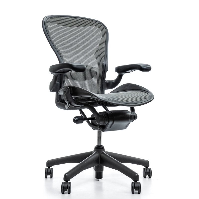 Office Chair Breathable Mesh Ergonomic Silhouette Fixed Arms Carbon