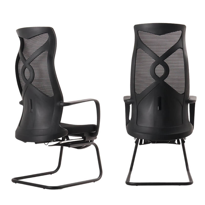 Office Chair Cantilever Base Mesh Back Chrome Frame Fixed Arms Modern