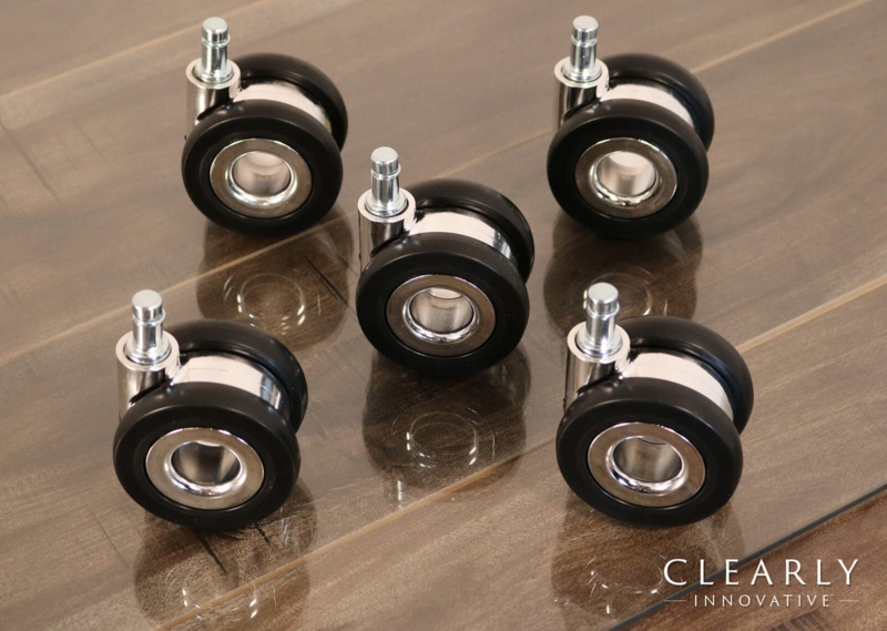 Office Chair Caster Dual Wheel Polished Chrome Black Modern Hardware