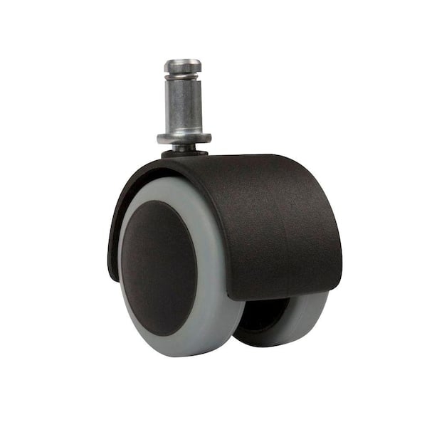 Office Chair Caster Twin Wheel Black Rubber-Like Tread Floor Protecting