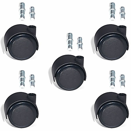 Office Chair Casters Dual Wheel Hooded Design Black Satin Finish