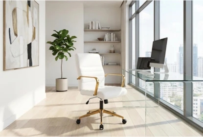 Office Chair, Channel Tufted High Back, Ribbed Upholstery Office Seating