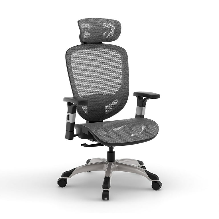 Office Chair, Charcoal Gray Mesh Back, Adjustable T-Arms