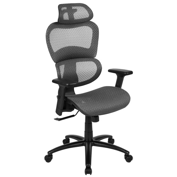 Office Chair, Chrome-Finished Base & Mesh Back, Adjustable Headrest Design