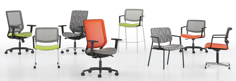 Office Chair Collection Vibrant Upholstery Varied Bases