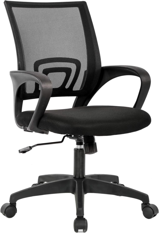 Office Chair Compact Armless Mesh Backrest Swivel Black