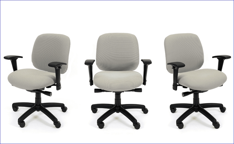 Office Chair Contoured Back Fabric with T-Shaped Arms