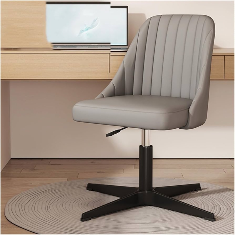 Office Chair Criss Cross Legs Armless Matte Black Metal Swivel
