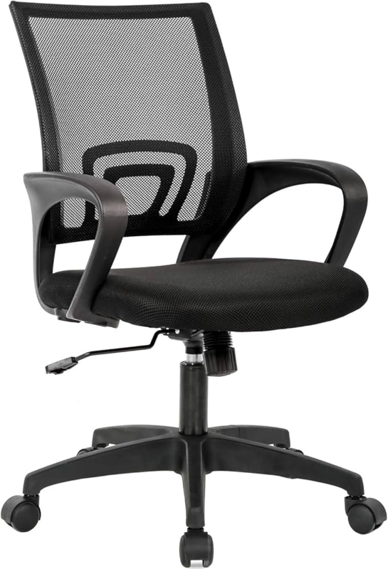 Office Chair Curved Armrests Lumbar Support Mesh Back Modern Swivel Desk Chair