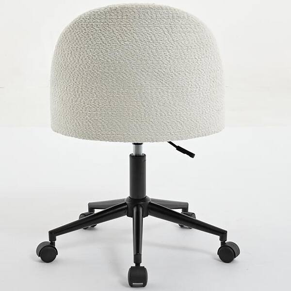 Office Chair Curved Backrest in Beige Fabric with Matte Black Base