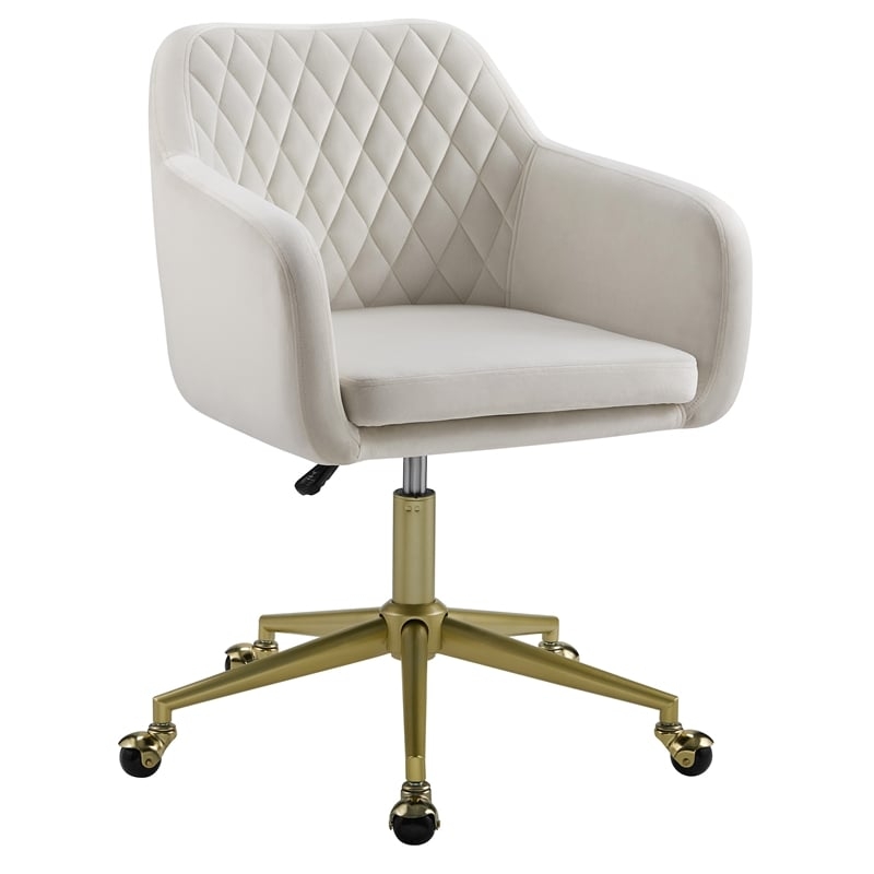 Office Chair, Diamond Quilting Off-White, Contemporary Home Workspace
