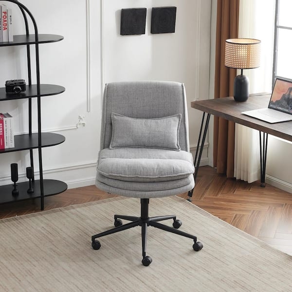 Office Chair Diamond Tufted Armless Design with Polished Chrome Base