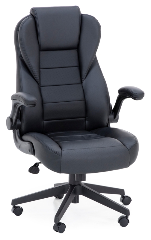 Office Chair Executive High Back Black Leather-like Padded Arms