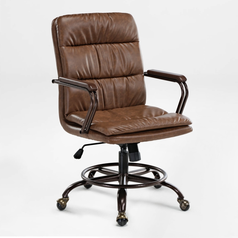 Office Chair Executive Silhouette Brown Leather-Like High Back Padded