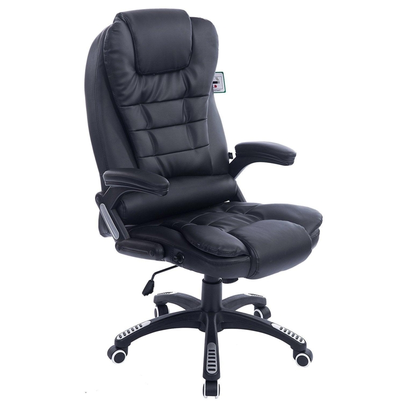 Office Chair Extra Padded High Back Polished Chrome Base Leather-Like