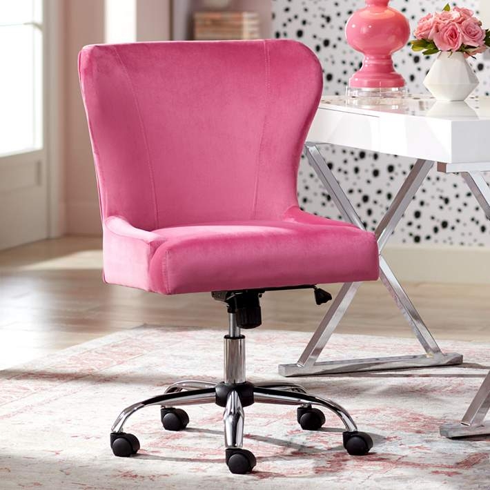 Office Chair Fabric Open Back Cutout Chrome Base Sloped Arms