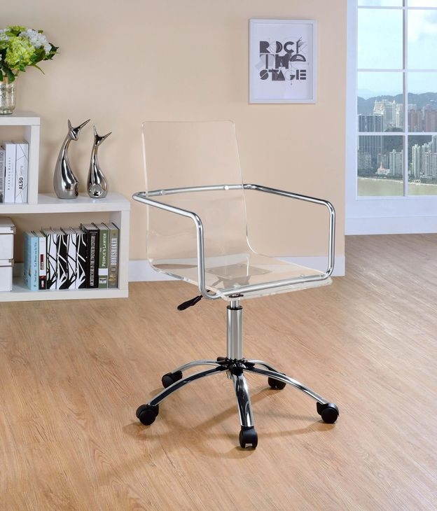 Office Chair featuring Sleek Black Base, Acrylic Back and Padded Seat