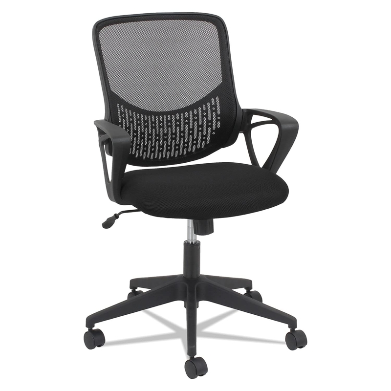 Office Chair Fixed Triangular Arms Mesh Back Minimalist Design
