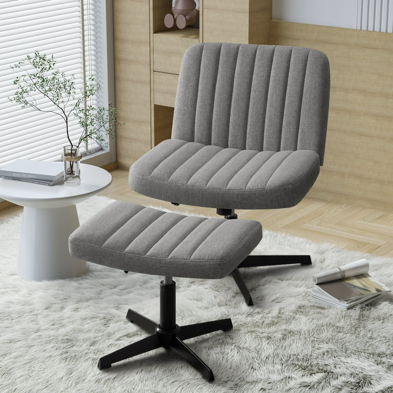 Office Chair Footrest Ring Pedestal Base Grid Stitching Swivel