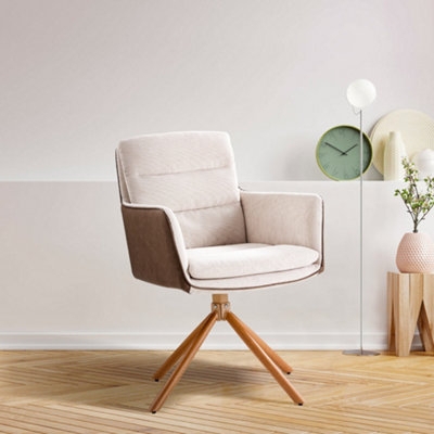 Office Chair Gray Barrel Back Vertical Stitching Tapered Wood Legs