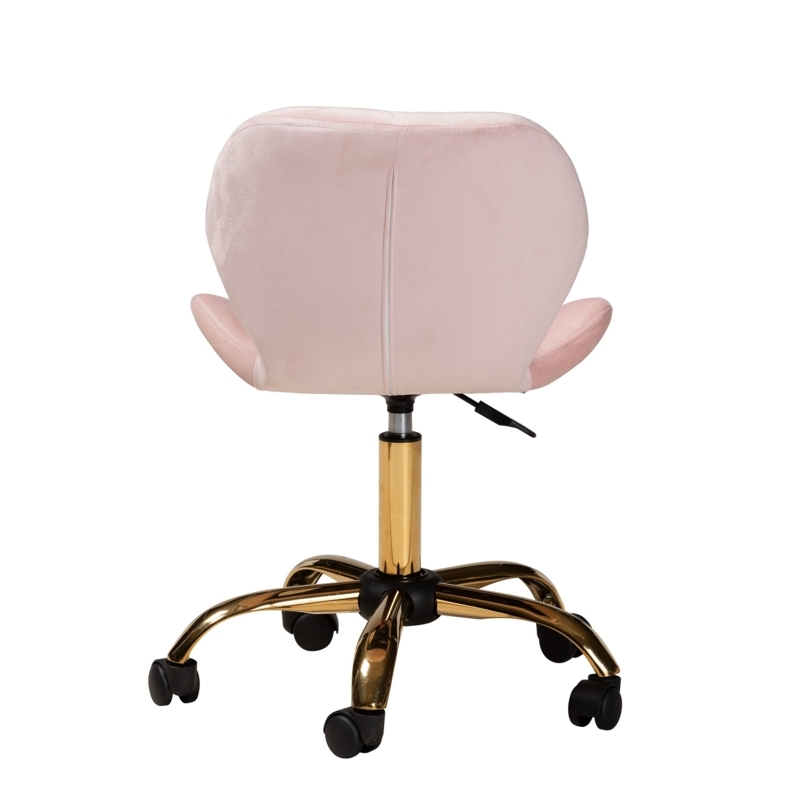 Office Chair Grey Vertical Tufting Polished Gold Base Contemporary