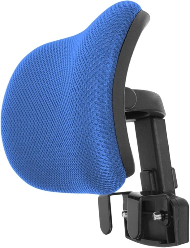 Office Chair Headrest Blue Mesh Fabric Perforated Adjustable Neck Support