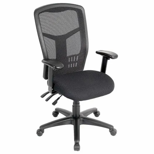 Office Chair, High-Back Black Mesh, Adjustable T-Arms