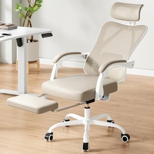 Office Chair High Back Retractable Footrest Black Base