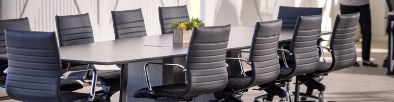 Office Chair, High-Back Ribbed Upholstery with Polished Metal Frame