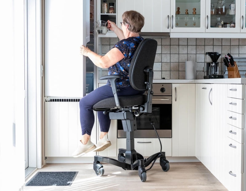 Office Chair High Lift Mechanism Locking Casters Grey Fabric