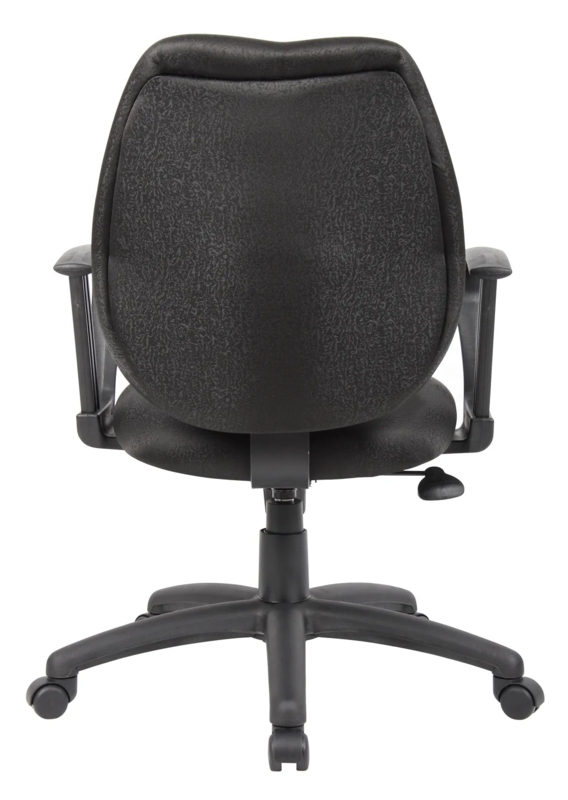 Office Chair Horizontal Ribbed Stitching Chrome Finished Frame Modern