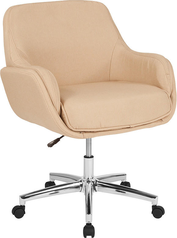 Office Chair Horizontal Stitching Chrome Frame Padded Arms