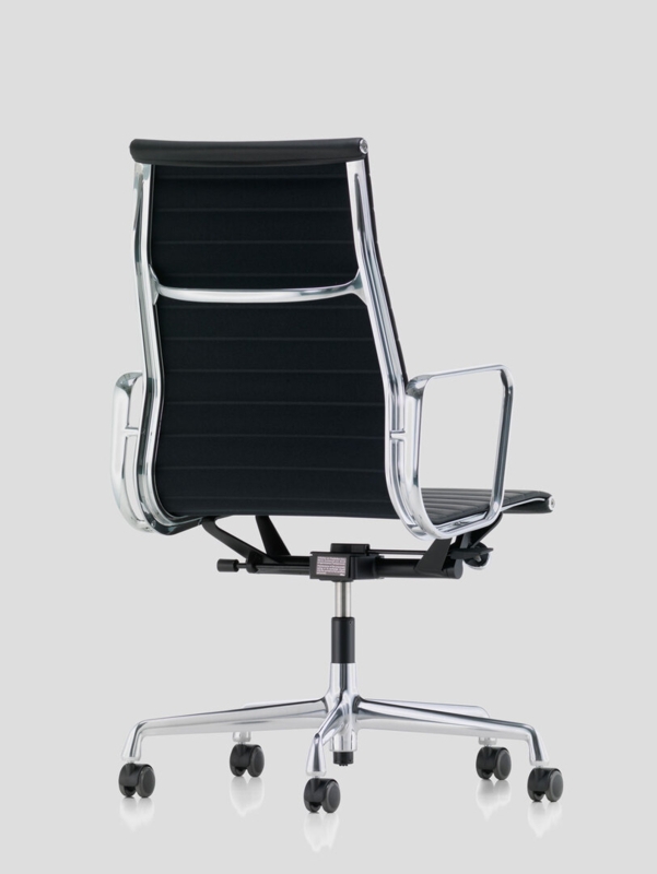 Office Chair Iconic Silhouette Black Ribbed Polished Chrome Mid-Century