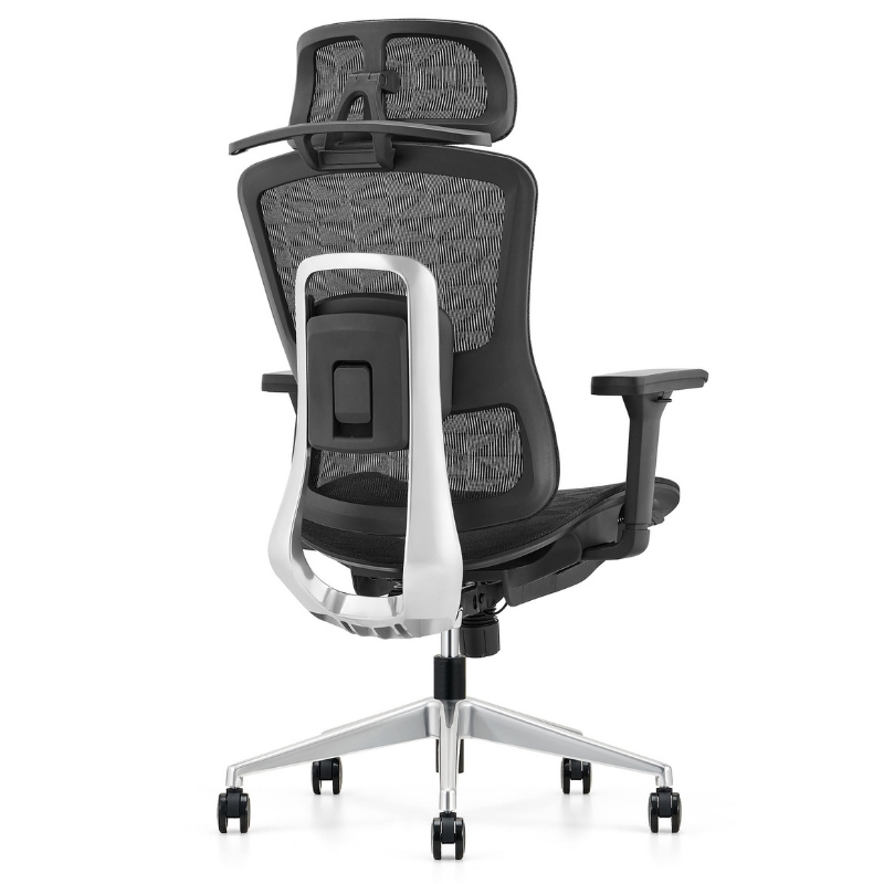 Office Chair in Minimalist Home Office Setting with Ribbed Lumbar Frame