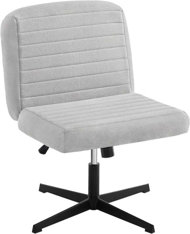 Office Chair Ivory Woven Texture Cross Base Armless Mid Century