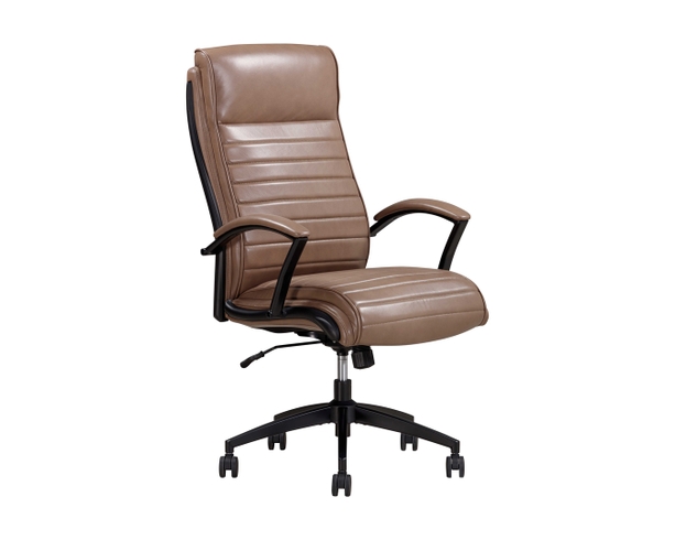 Office Chair Latte Color Executive Padded Armrests High Back Swivel