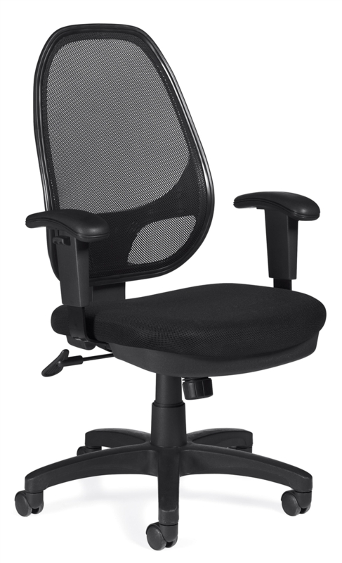 Office Chair Loop Armrests Mesh Back Contoured Seat Breathable Task