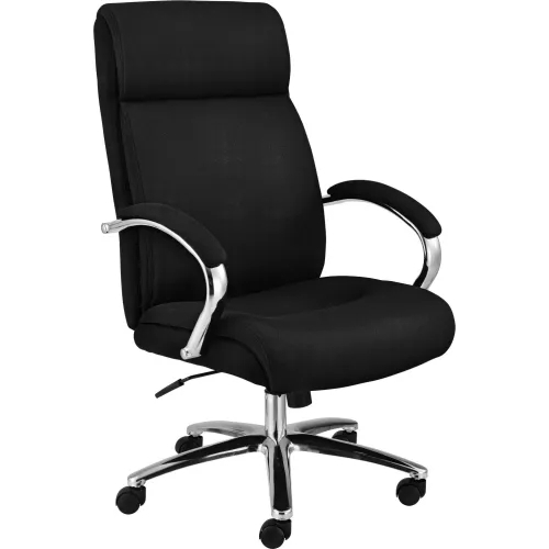Office Chair Lumbar Support High Back Upholstered Fabric Loop Arms
