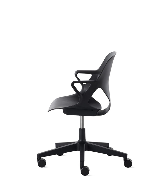Office Chair Matte Finish Curved Back Fixed Arms Sculptural Shell