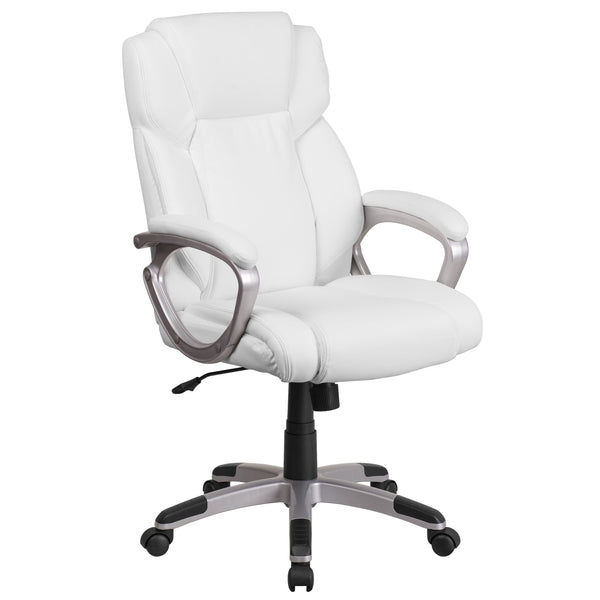 Office Chair Mid-Back Black Padded Arms Chrome Base