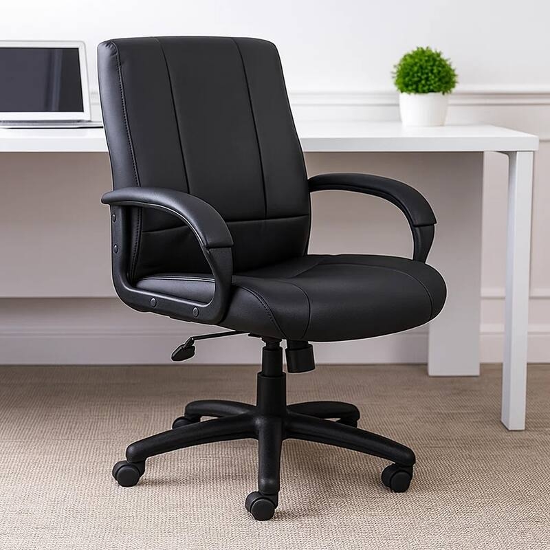 Office Chair Mid-Back Channel Stitching Chrome Arms