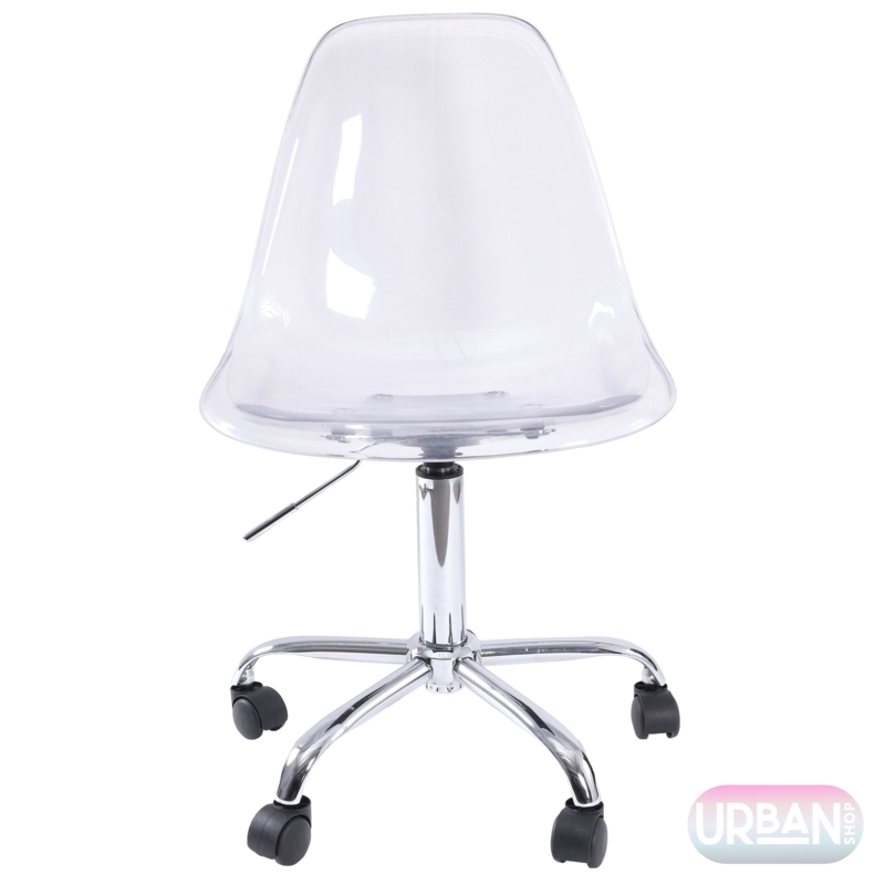 Office Chair Modern Clear Acrylic Desk Transparent Shell Polished Base.