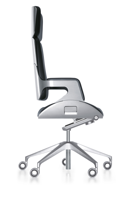 Office Chair Modern Executive Brushed Metal Frame Sculptural Silhouette.