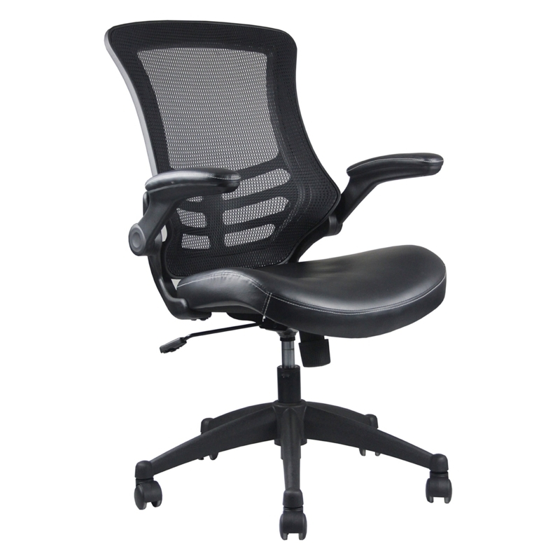 Office Chair, Monochromatic Black & Mesh Back, Modern Mid-Back Task Chair