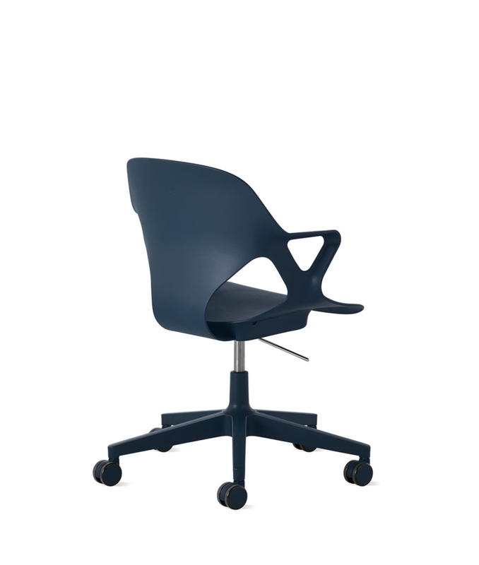 Office Chair Monochromatic Navy Sculpted Shell Integrated Arms Modern